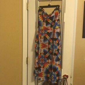 Multicolor Strapless Bathing Suit Cover